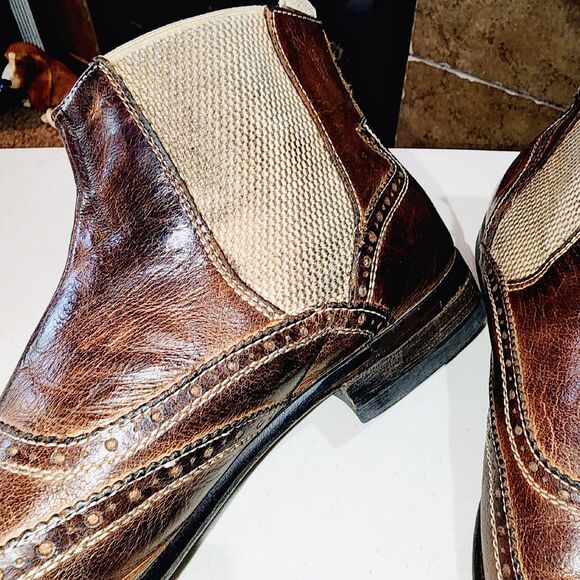 BENHEART Sz 7 FLORENCE Handmade Dip Dye Distressed Old Money Grunge Ankle Boots - Picture 12 of 16